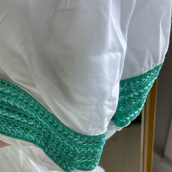 NWT Taj by Sabrina Crippa OLIVIA WRAP Ruffle DRESS in White and Teal - Picture 9 of 12